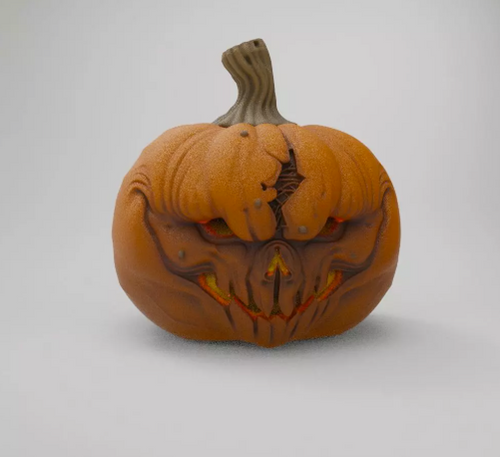 Carved Halloween Pumpkin Sculpture